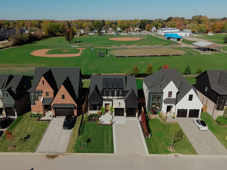 Aerial view with the ball diamonds behind