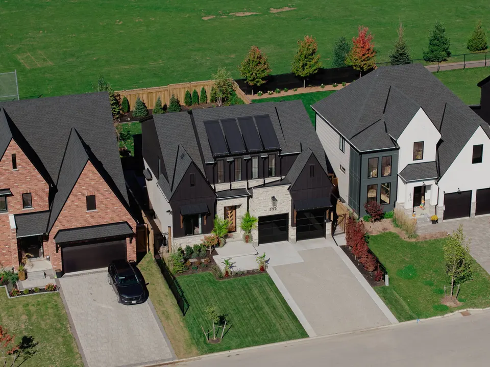 Aerial view of the front of the home
