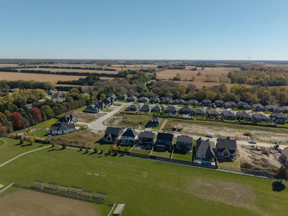 Aerial view of the subdivision and countryside