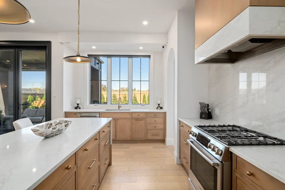 Kitchen range and island